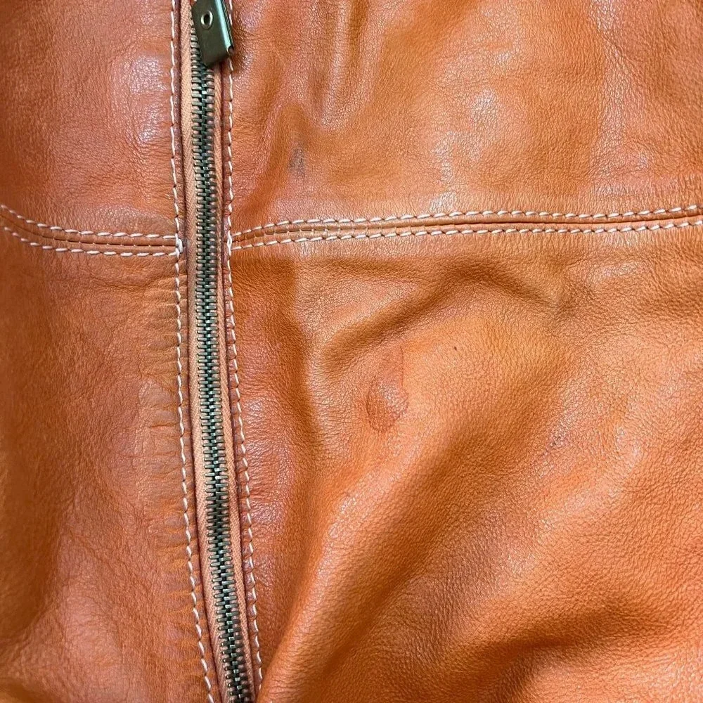 Sissirossi Orange Leather Shoulder Bag